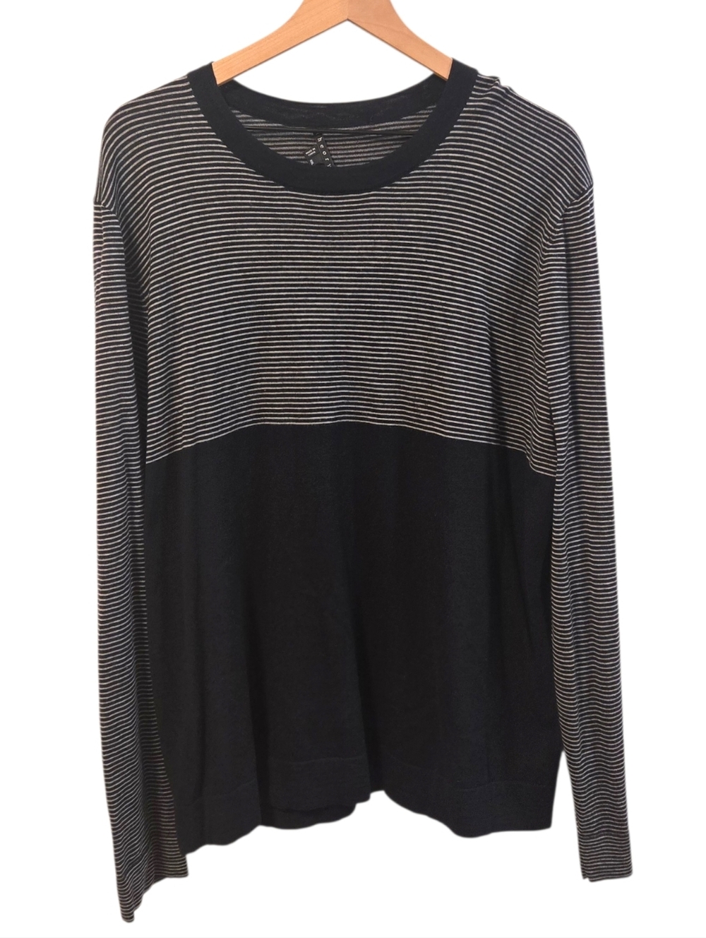 Theory Wool Navy Blue Striped Colorblock Crew Neck Sweater XXL